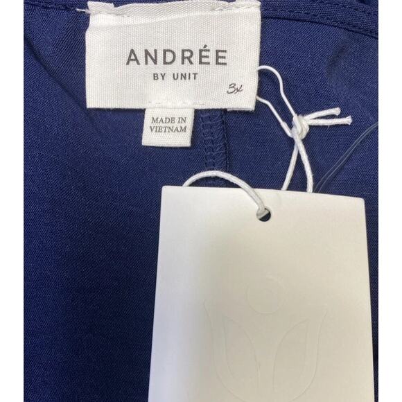 Andree By Unit Navy Ruffle Sleeve Top Women’s Plus Size 3X NWT - Picture 4 of 6